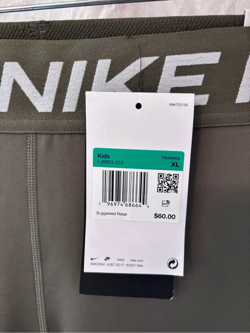 Nike Kids Olive Green Performance Leggings